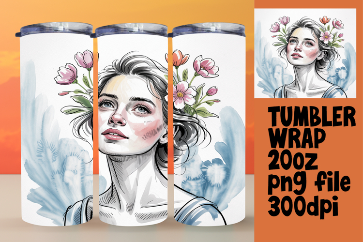 20oz Tumbler Template for All Occasions , Beauty Woman