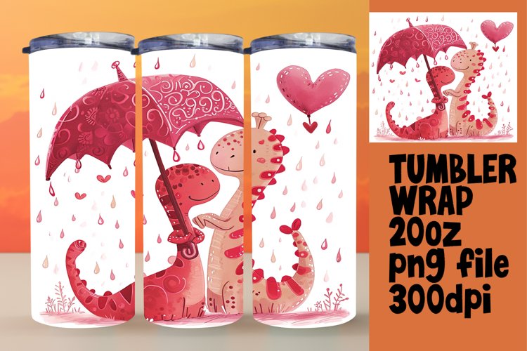 Watercolor Love Dino Tumbler Wrap