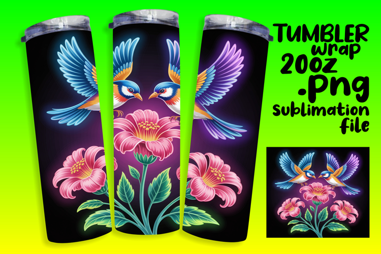20oz Tumbler Template for Gifts , Birds