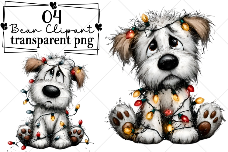 Whimsical Christmas Polar Bear Clipart Watercolor PNG