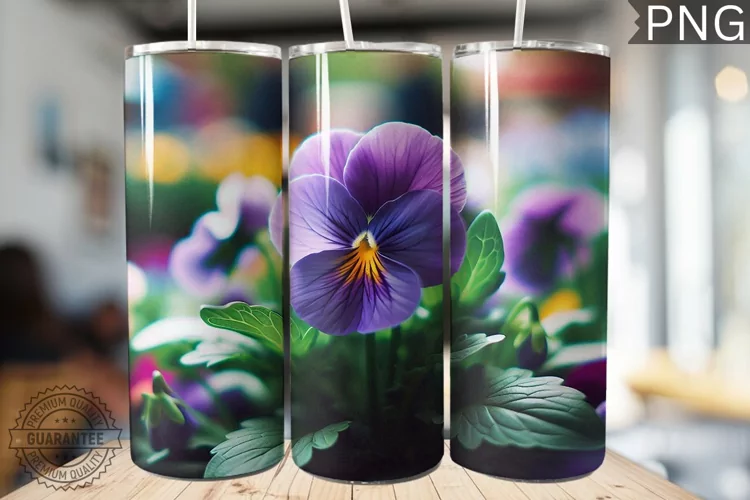 Pansy Flower Tumbler Wrap - Tumbler Design