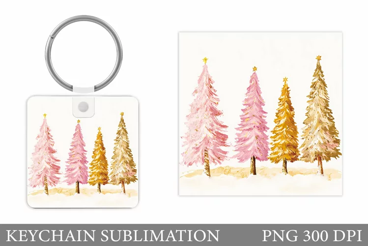 Christmas Tree Keychain. Christmas Keychain Sublimation
