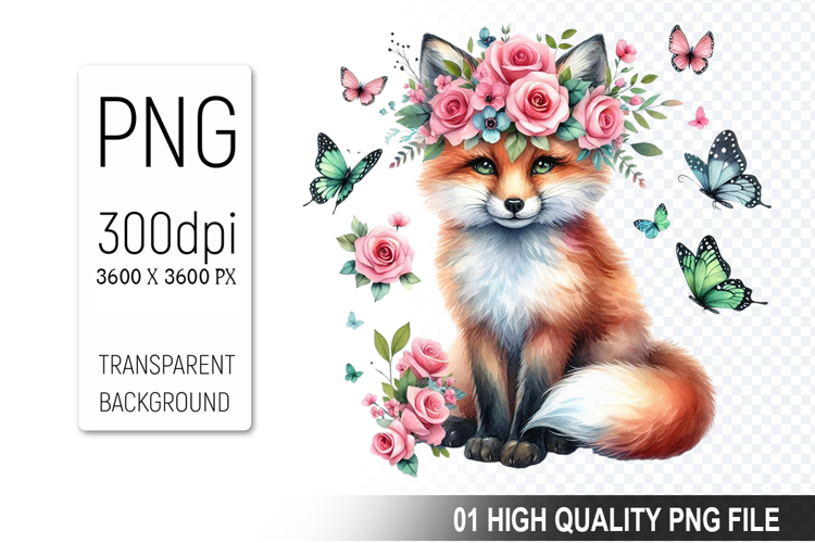 Cute Watercolor Fox Clipart Image 9