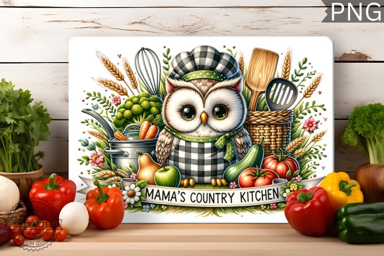 Mama's Country Kitchen - Cutting Board Sublimation Design example image 1