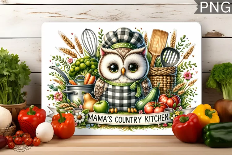 Mama's Country Kitchen - Cutting Board Sublimation Design