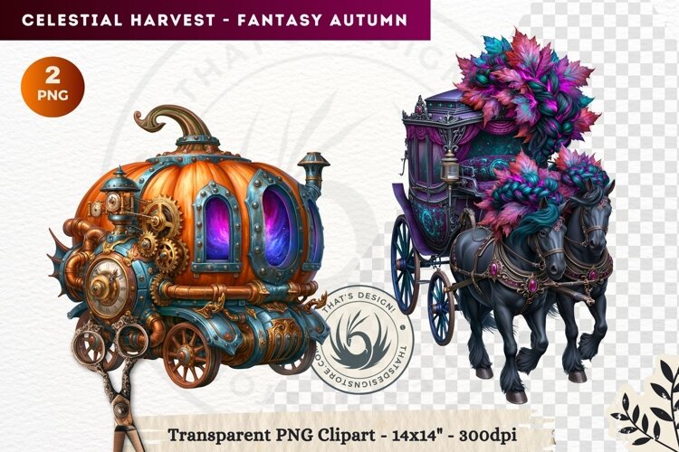 Autumn Fantasy Clipart PNG Celestial Steampunk Harvest example image 1