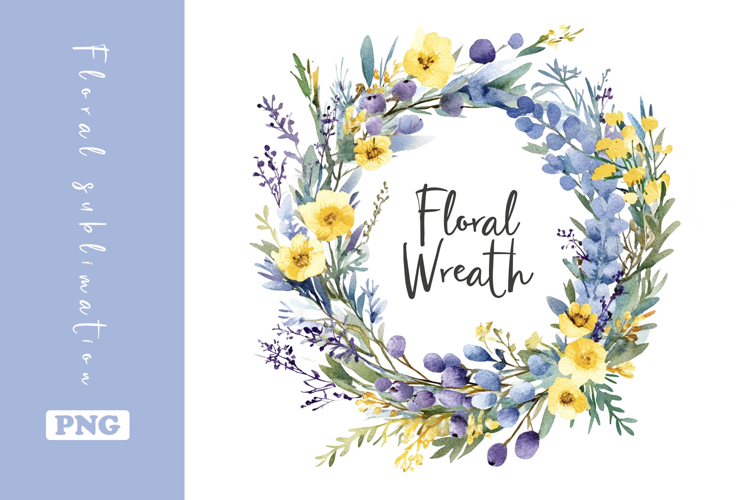 Watercolor Lovely Wildflower Wreath Clipart