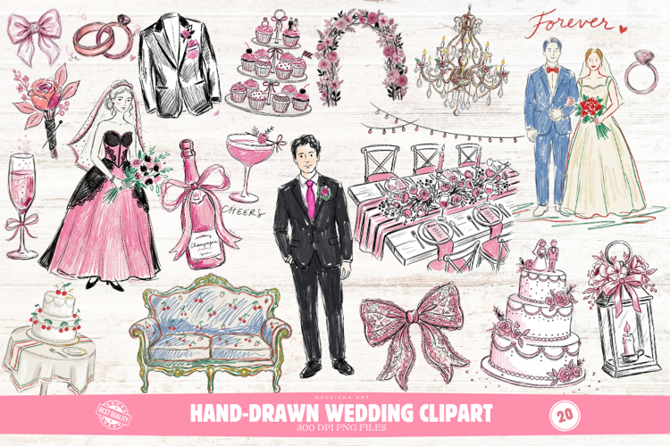 Hand-Drawn Wedding Clipart