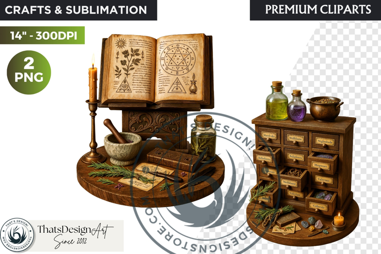 Cosy Witchs Apothecary magic Clipart PNG witchcraft graphic