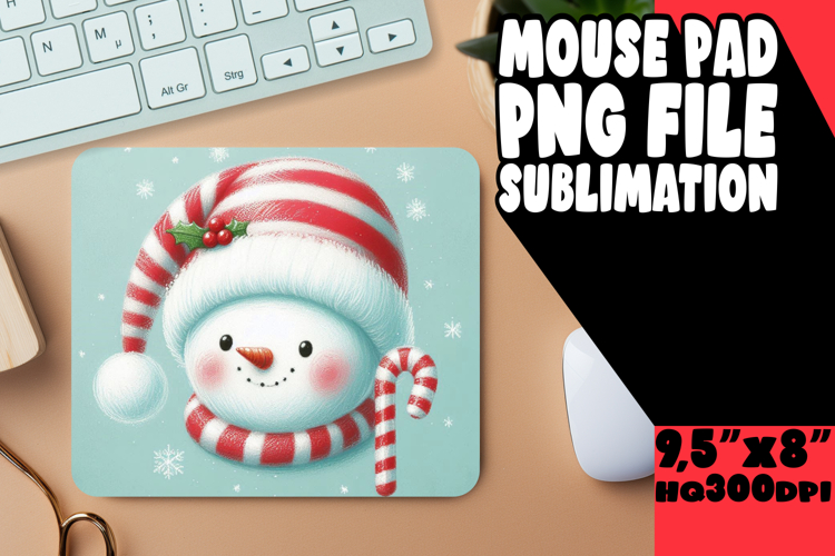 Radiant Mouse Mat Sublimation PNG, Snowman