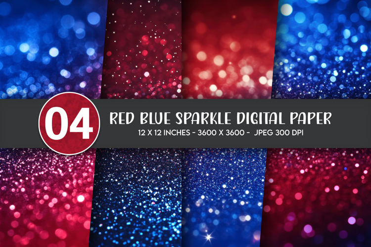 Red Blue Sparkle Digital Paper