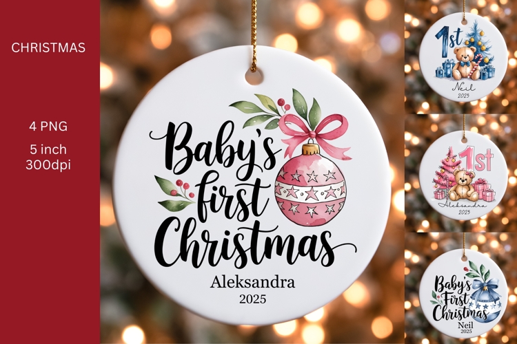 Babys First Christmas Ornament, PNG