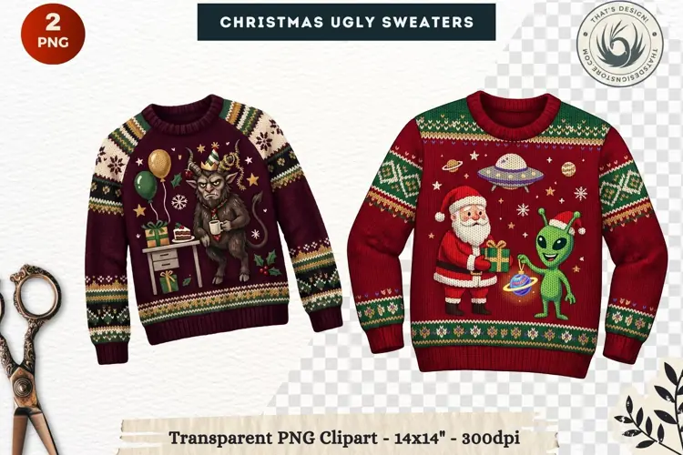 Christmas Ugly Sweaters Clipart Holiday Winter Sweater PNG
