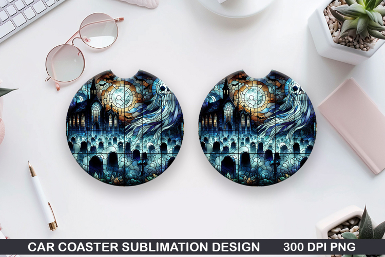 Car coaster sublimation, Halloween Coaster PNG Design