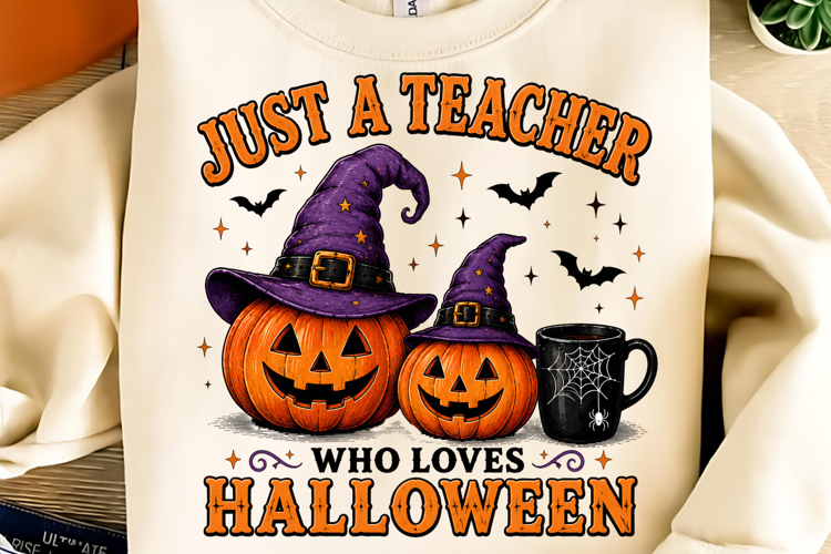 Just a Teacher Who Loves Halloween PNG, Funny Halloween PNG