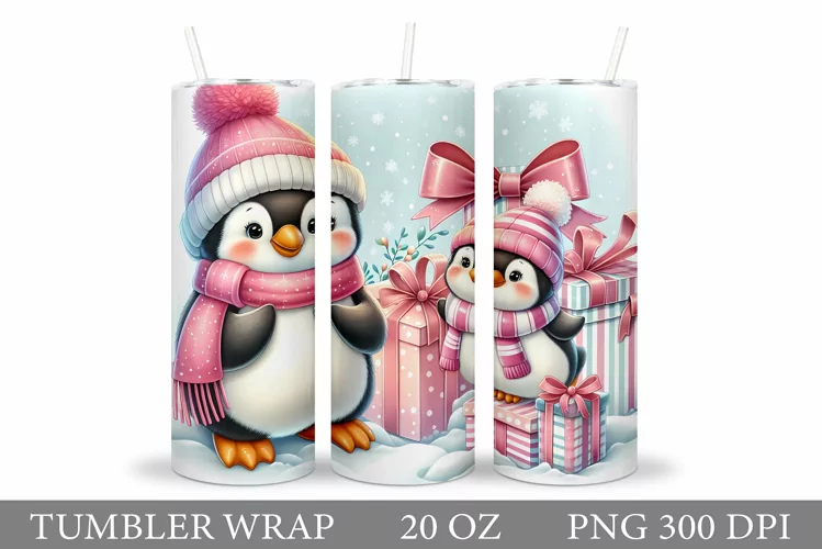 Christmas Penguin Tumbler. Christmas Tumbler Sublimation