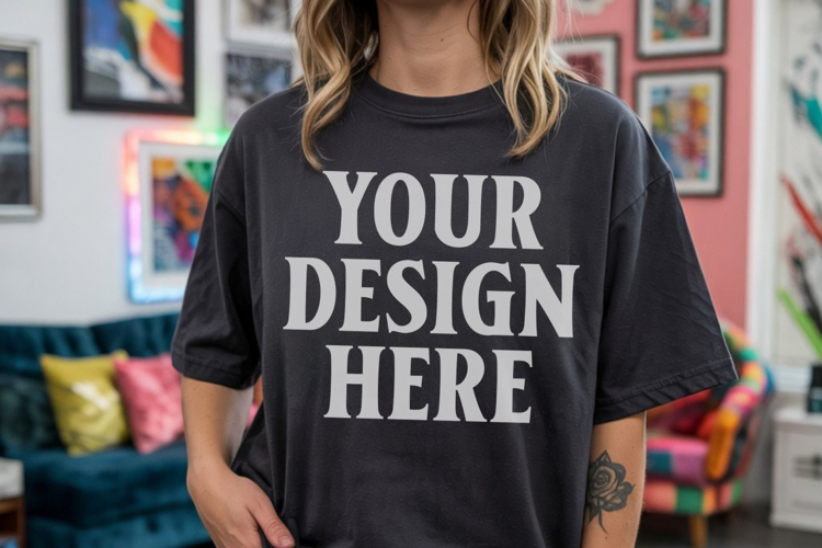 Black Tshirt Mockup Image 14