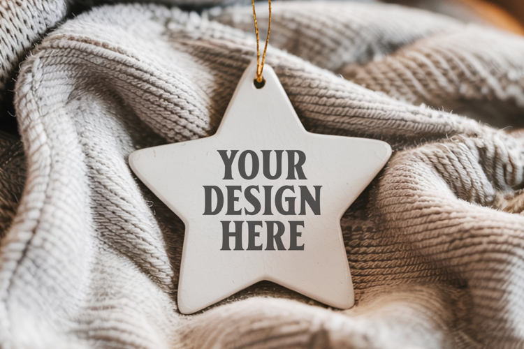 Christmas Star Ceramic Ornament Mockup | Holiday Star