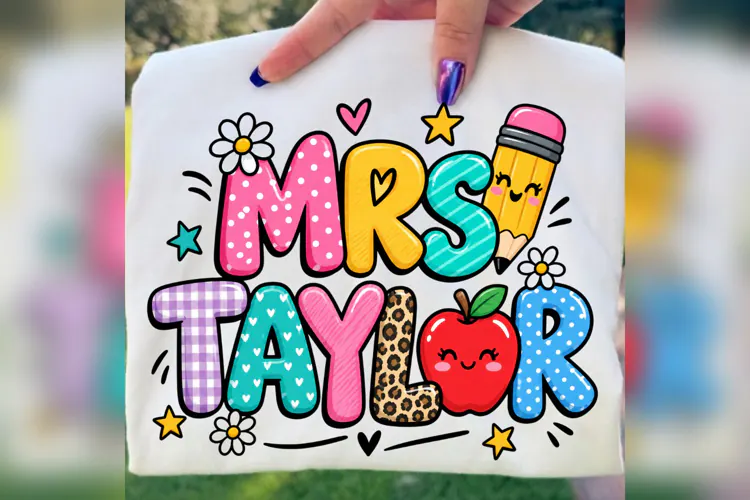 Mrs Taylor Teacher PNG, Colorful Personalized School Design