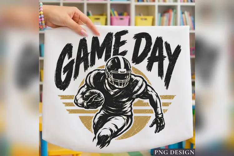 Game Day Football PNG, Vintage Football Player Shirt Design