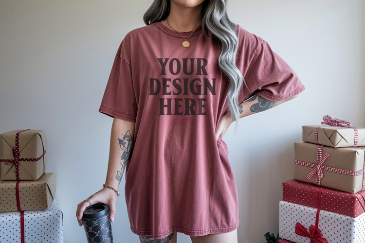 Brick Christmas Comfort Colors 1717 TShirt Mockup,cc1717 moc