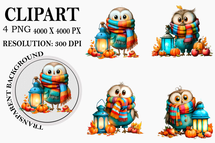 Whimsical Autumn Clipart Watercolor PNG example image 1