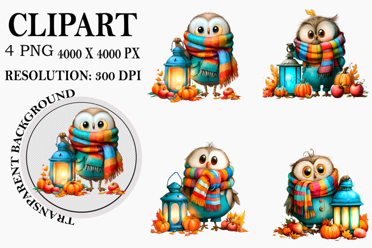 Whimsical Autumn Clipart Watercolor PNG