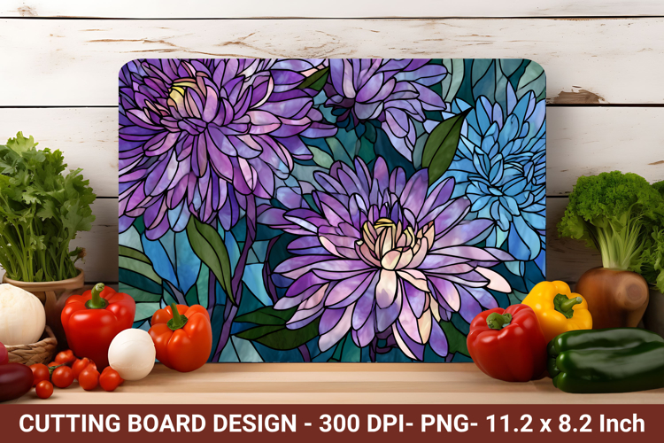 Stained Glass Aster Flower Cutting Board | Cutting Board
