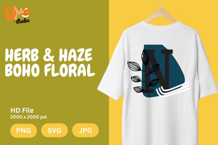 Herb   Haze Boho Floral Monogram