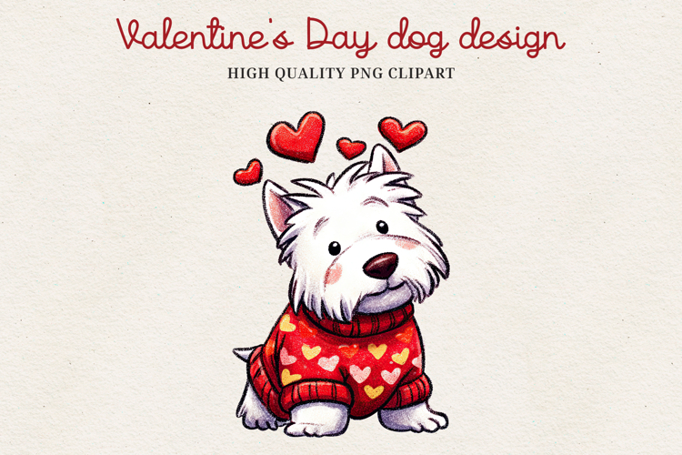 Valentine’s Day Cute Dog Clipart | Love Puppy PNG