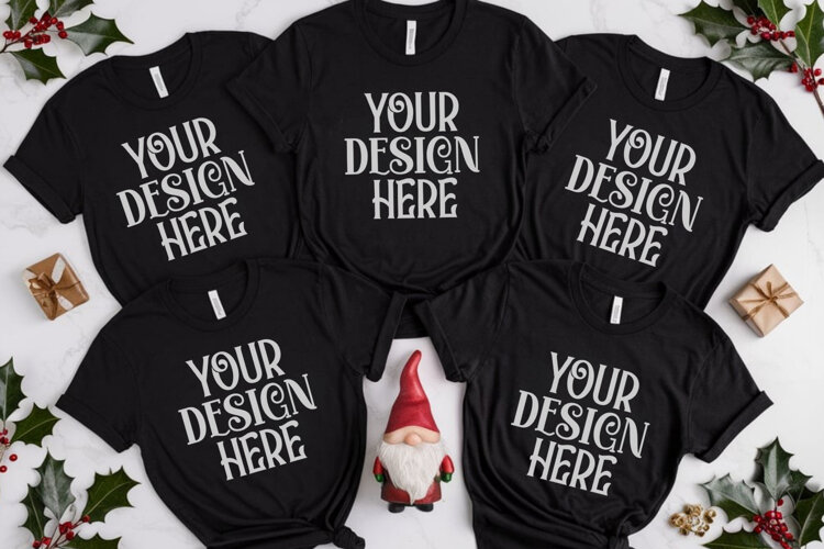 Christmas Family Matching Flat Lay T-Shirt Mockups example image 1