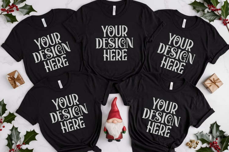 Christmas Family Matching Flat Lay T-Shirt Mockups