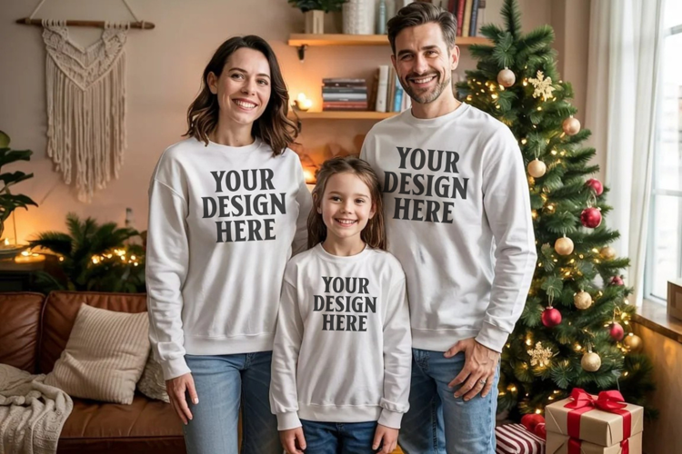 Christmas Family Matching T-Shirt Mockups | Holiday Group