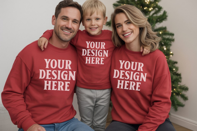 Christmas Family Matching T-Shirt Mockups | Holiday Group