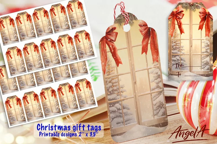 Christmas gift tags, Merry Christmas printable tags, winter