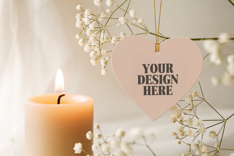 Christmas Love Heart Ornament Mockup | Holiday Hanging