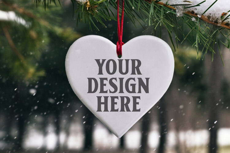 Holiday Love Heart Ornament Mockups | Romantic Christmas Tre example image 1