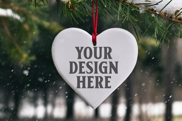 Holiday Love Heart Ornament Mockups | Romantic Christmas Tre
