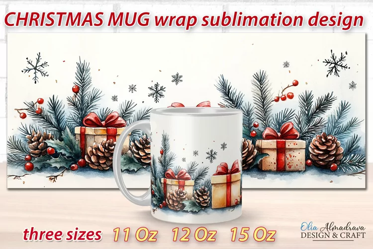 Christmas Mug Sublimation design| Mug Wrap Cricut Template