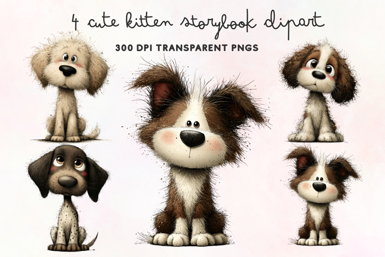 Cute Watercolor Dogs Clipart PNG