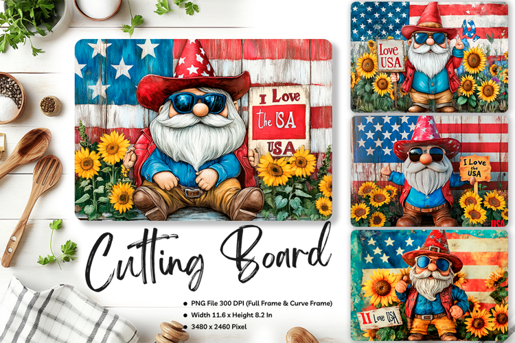 Patriotic Cutting Board USA Flag 4 of July Chopping Board_24