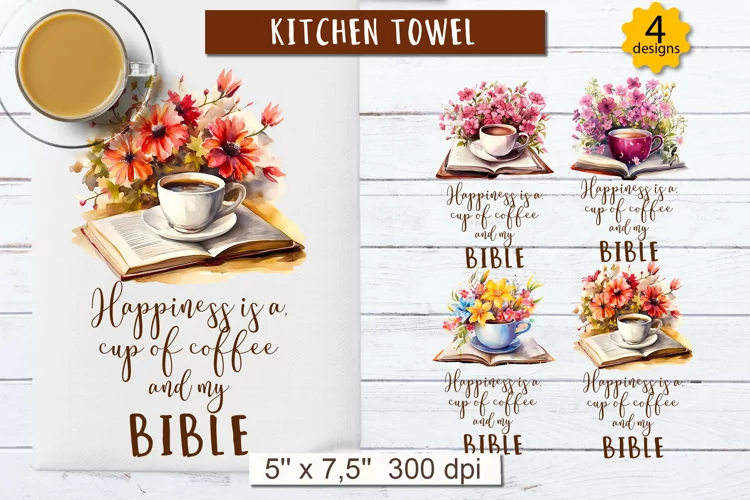 Christian coffee mug sublimation, Kitchen towel png