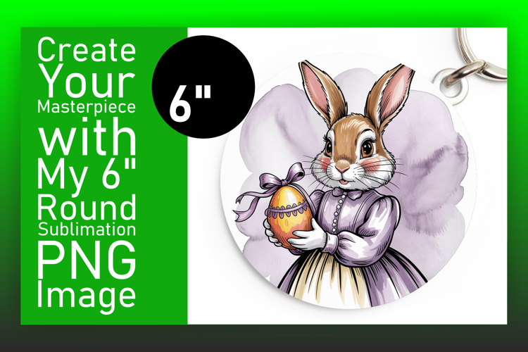 Lovely Round Design for Keychains , Easter Bunny