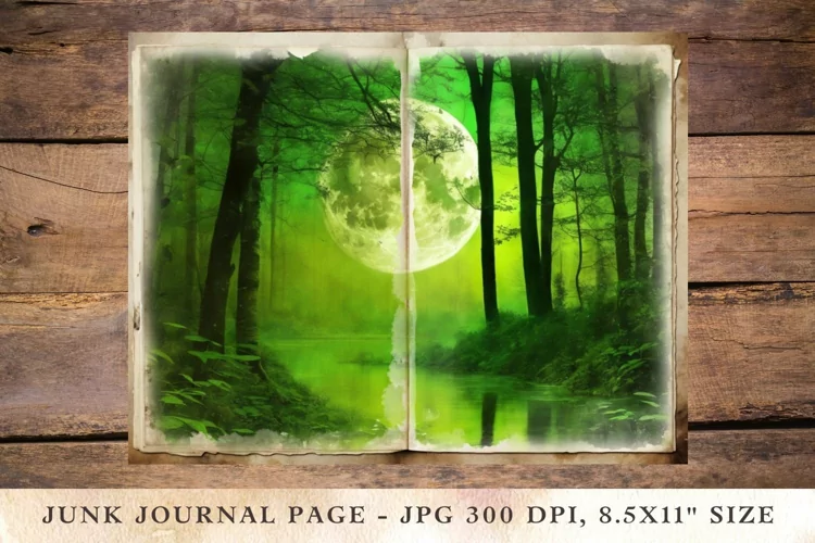 Printable Junk Journal Pages green forest 2