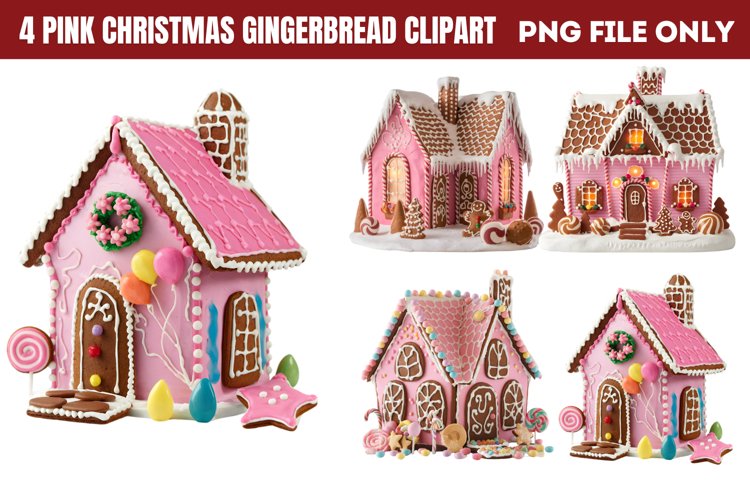 Pink Christmas Gingerbread sublimation Clipart PNG