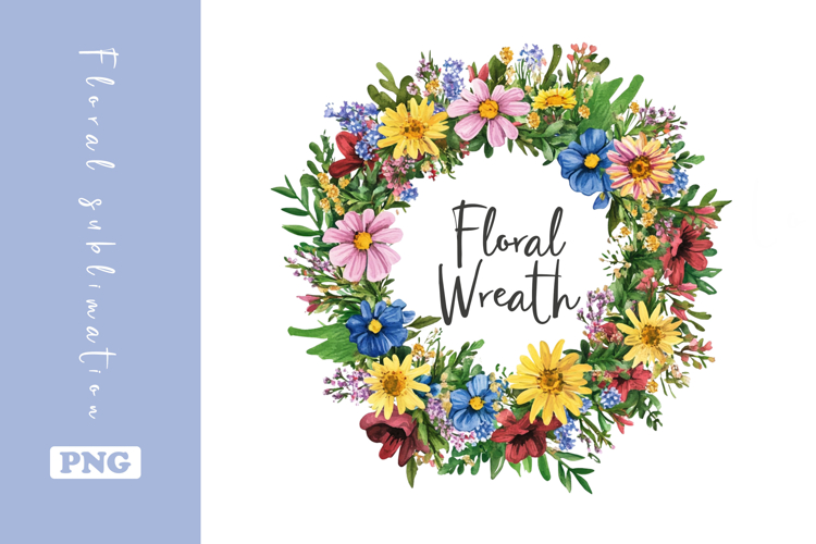 Watercolor Lovely Wildflower Wreath Clipart
