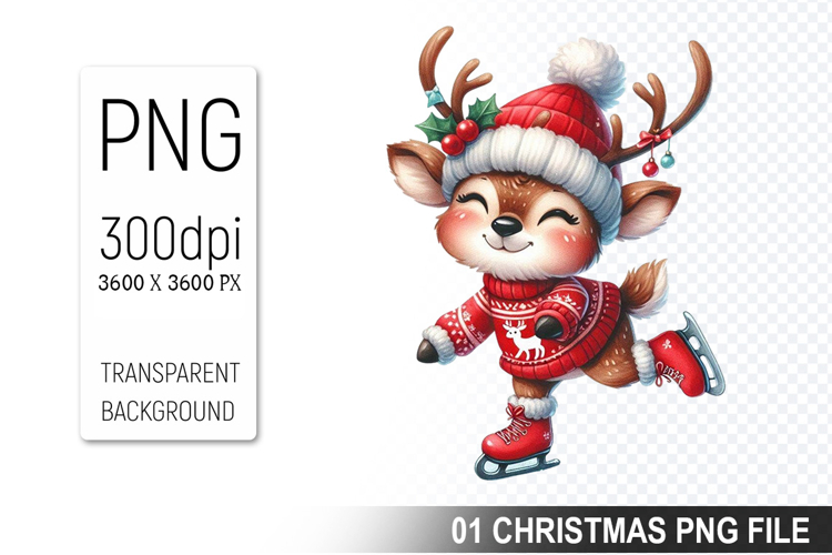 A Cute Deer Christmas Santa Hat, Christmas Clipart PNG File