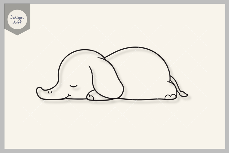 Sleeping Elephant SVG, Cute Baby Elephant Cut File, Calm SVG