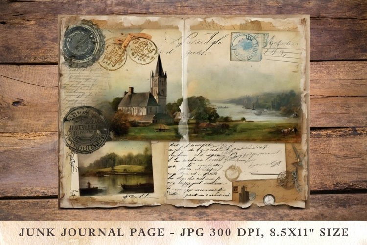 Printable Junk Journal Pages postcard landscape 14 example image 1