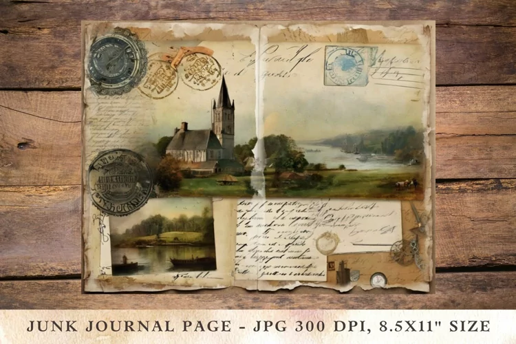 Printable Junk Journal Pages postcard landscape 14